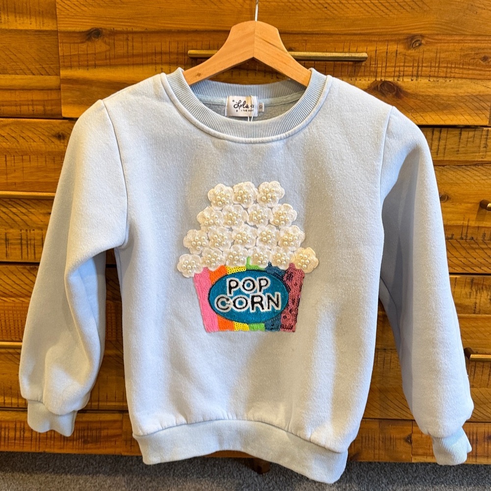 Lola + The Boys Blue Popcorn Graphic Sweatshirt - Picture 3 of 7